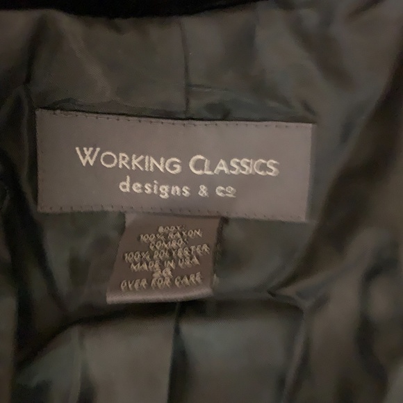 Black Crushed Velvet Trench Coat Large Gently worn Made by Working Classics - Picture 5 of 5